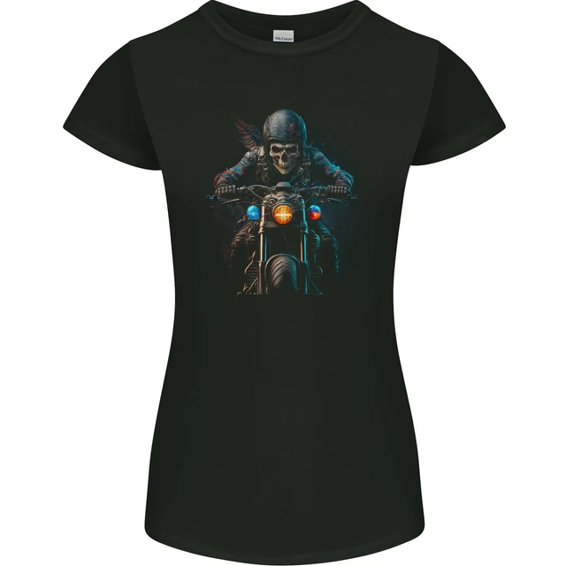 Crâne Enflammée Motard - T-Shirt Moto Hors-Route Homme, Idéal Cadeau Motard