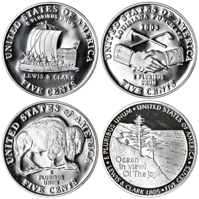 2004 S 2005 S Jefferson Nickels Gem DCam Proof Run 4 Coin WJ Set US Mint Lot