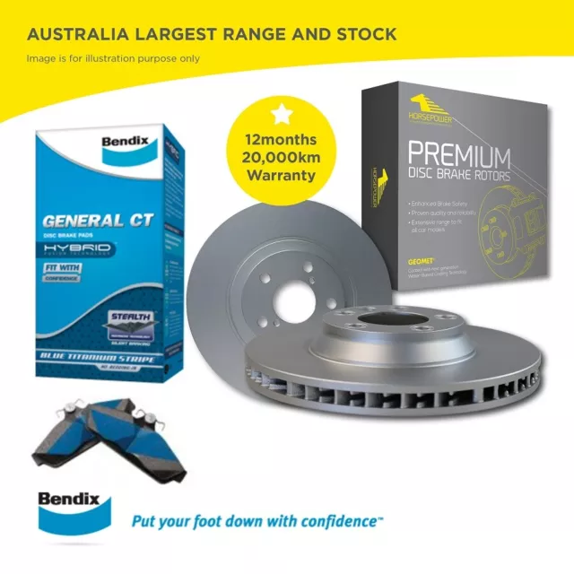 Rear Bendix Brake Pads and Disc Rotors Set for Holden JACKAROO ALL MODELS w/oABS