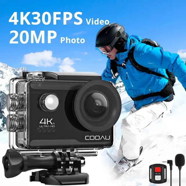 Action Cam 4K 30fps 20MP 170° WiFi Sport Kamaras mit EIS 40M Wasserdichtes Gopro