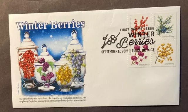 USA #5415-18 Winter Berries Forever FDC on 1 Panda Cachet cover