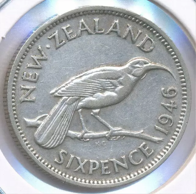 New Zealand 1946 Sixpence 6d George VI (Silver) - Fine