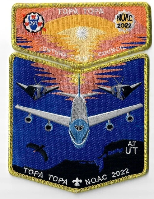 Boy Scout OA 291 Topa Topa Lodge 2022 NOAC Gold Mylar Flap Set *37 Made*