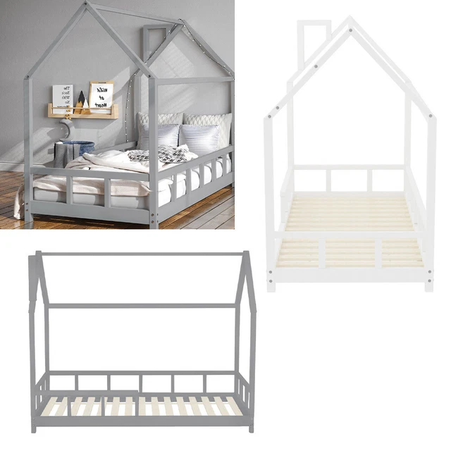 TODDLER BED FRAME Pine Wood House Childrens Kids Bed Bedroom Bedframe ...