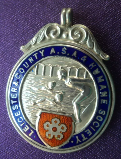 Silver & Enamel Leicester Swimming / Water Polo Medal or Fob  - 1935 Chester