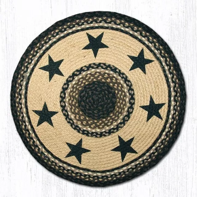 Barn Star Round Rug Handwoven with 100% Natural Jute and Hand Stenciled 27" 3