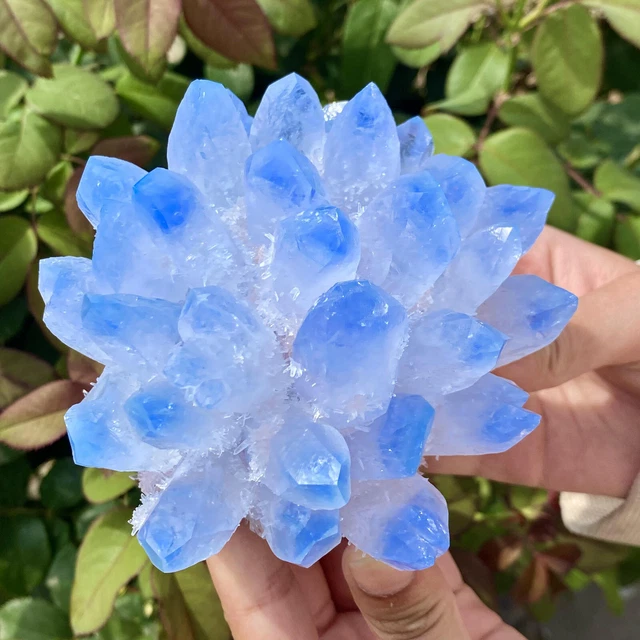1.74LB New Find sky blue Phantom Quartz Crystal Cluster Mineral Specimen Healing