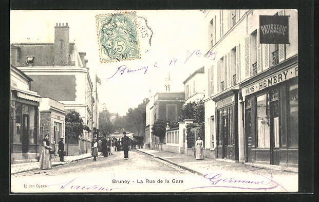 CPA Brunoy, La Rue de la Gare, 1905 Street View