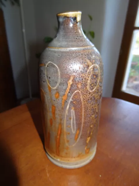 ancien vase bouteille en céramique vintage signé le coulet cruis 3