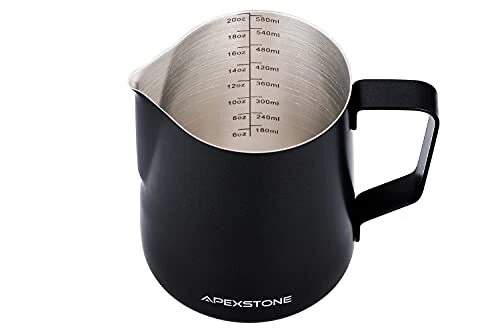 20 oz Black Espresso Steaming Pitcher, Espresso Milk Frothing
