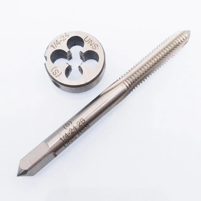 1/4-24 UNS Tap And Die Set HSS Thread-Tap With Round Threading Die Right-Hand
