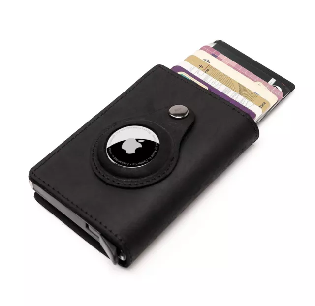 AirTag Genuine Leather Wallet Credit Card Money Holder Anti-loss Airtag Cover