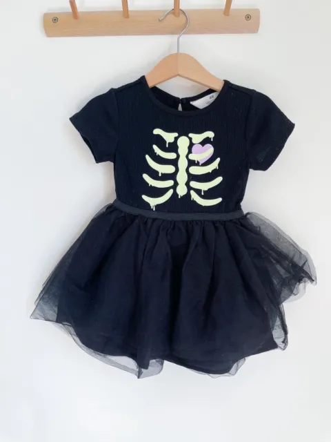 H&M Baby Girl 18-24 Months Halloween Skeleton Tutu Dress