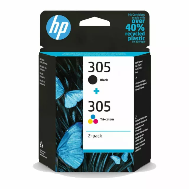 HP 305 Black & Colour Ink Cartridge For DeskJet 2710 Printer, 3YM61AE 3YM60AE