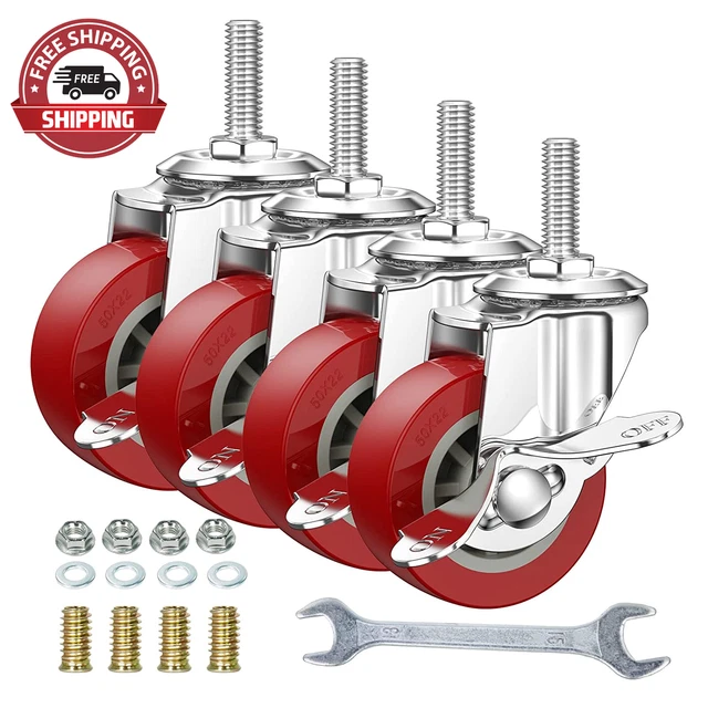 2 Inch Swivel Caster Wheels Set of 4, Locking Casters Heavy Duty Total Capacity