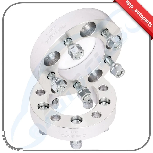 Pair Of Wheel Adapters - Converts 5x4.5 To 5x4.75 Bolt Pattern, 1.25" Thick, 12x1.5 Studs