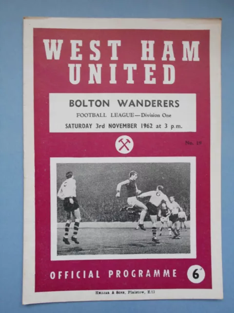 West Ham Bolton Wanderers  1962/63 League Division One mint condition