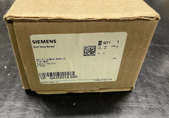 Siemens duct temp sensor QAM2012.020 1000 Ohm Platinum