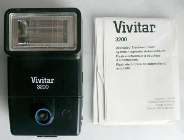 VIVITAR 3200 Shoe Mount Dedicated Flash w/Original Instruction Manual