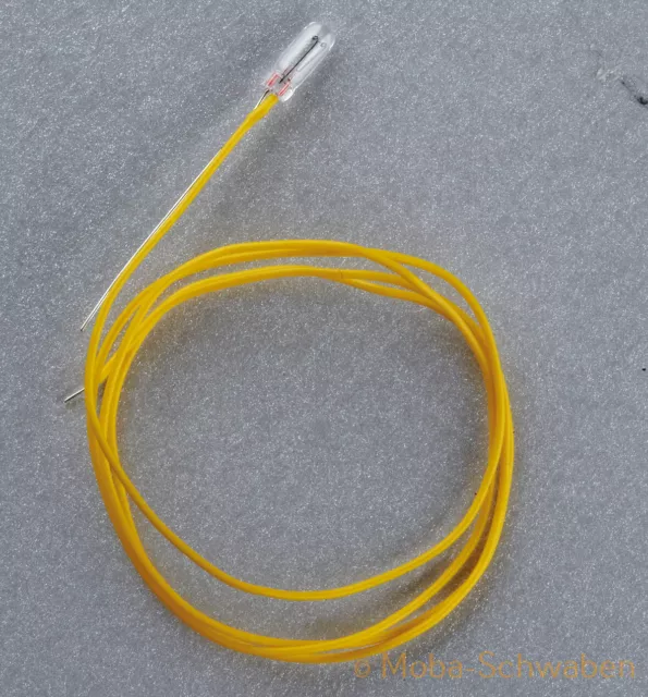 Ersatzglühlampe mit Kabel gelb  16V,  T3/4, 2,3mm  -  3 x  "NEU" 2