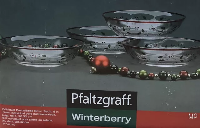 pfaltzgraff winterberry glass salad bowl set, Handpainted,