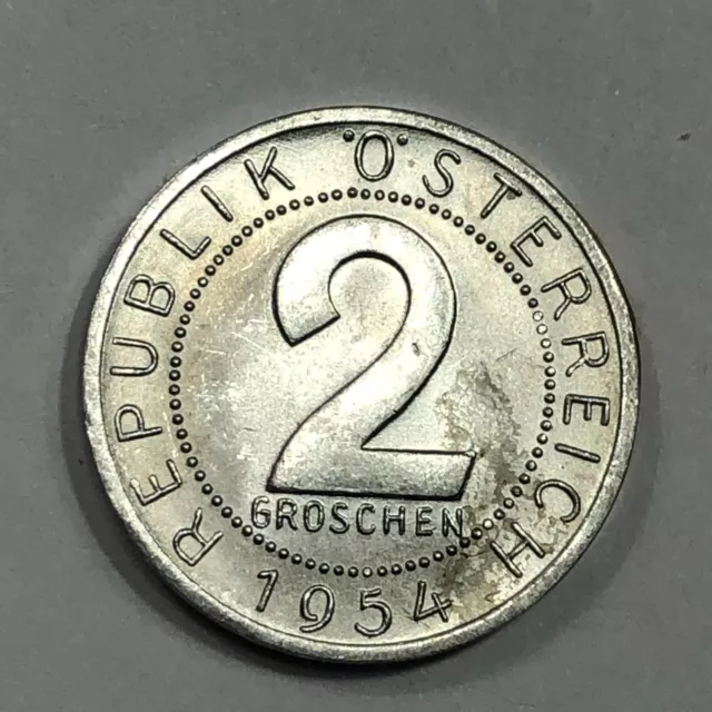 1954 Austria Two Groschen Foreign Coin #2369