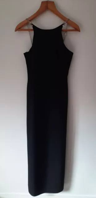 Pianoforte Di Max Mara Black Formal Dress With Diamanté Straps - UK Size 10