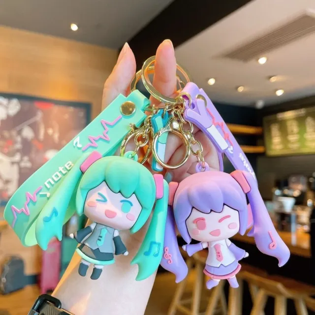 Original Hatsune Miku Charm Keychain Couple Car Bag Keyring Pendant 3D Cute Doll