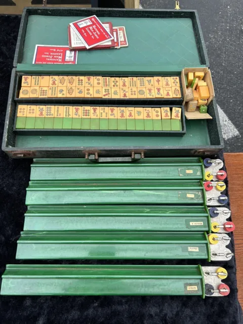 Vtg 1940s Rottgames Bakelite Mahjong Set •146 Tiles •Peacock One Bam