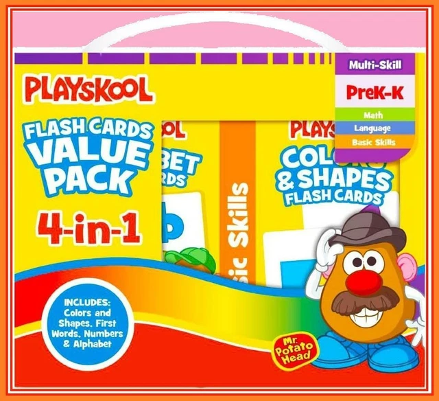 PLAYSKOOL FLASH CARDS Value Pack 4 Pc Alphabet/First Words/Shapes ...