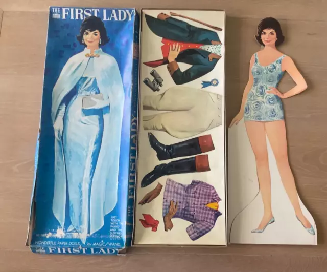 RARE Vintage JACKIE KENNEDY Giant Paper Dolls UNCUT The First Lady by Magic Wand