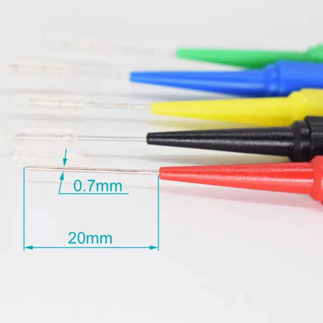 5set 5Color 4mm Female Banana To 0.7mm Tip Insulation Piercing Needle Test Probe