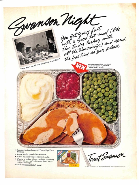 Swanson TV Dinner Food Vintage Advertisement Paper Print Ad 10"x14"