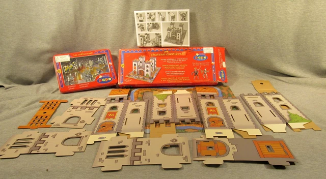 New Lot Fourteen Mini Papo Knights Dragons 2 Sets Red Blue Plus Two Castles