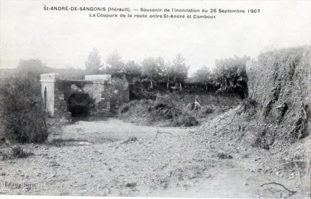 Cpa 34 Saint Andre De Sangonis Flood Souvenir 1907 The Cut Of Rt