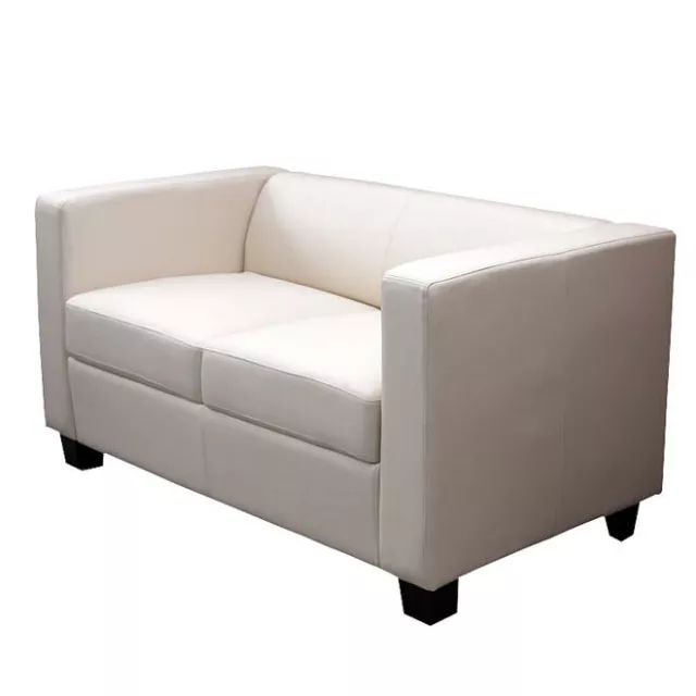 2er Sofa Couch Loungesofa Lille Kunstleder, creme