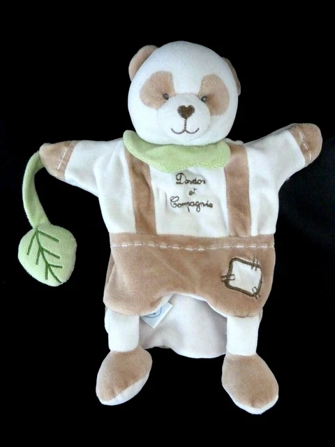 O6. Doudou Et Compagnie Marionnette Panda Ours Blanc Marron Feuille Grelot Ttbe
