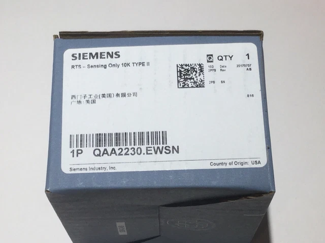 Qaa Sensor SIEMENS ROOM TEMPERATURE Sensor, QAA2212.EWSN $163.90 - PicClick AU
