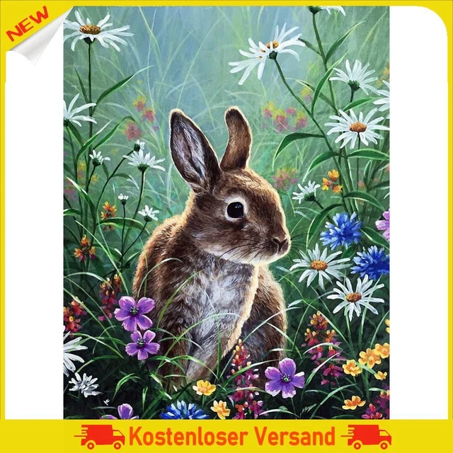 5D DIY Crystal Mosaic Kits Rabbit Diamond Art Painting Kits for Home Wall Decor