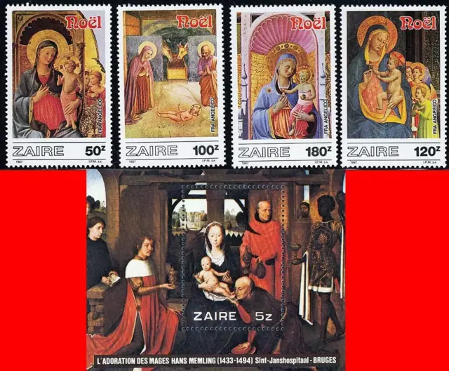 Zaire 1979/84 Weihnachten Gemälde Von Fra Angelico + S/S MNH Religion, Madonna