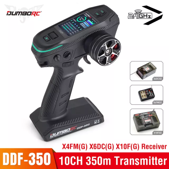 DUMBORC DDF-350 Transmitter w/ Receiver 2.4G 10CH for RC Car Boat Tank LCD FHSS 3