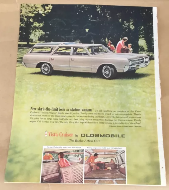 Oldsmobile Vista Cruiser car print ad 1964 vintage 1960s retro home decor wagon