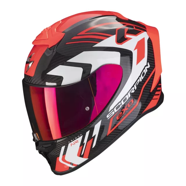 Scorpion Exo R1 Evo Carbon Air Supra Schwarz Rot Gr. S Motorradhelm ECE2206