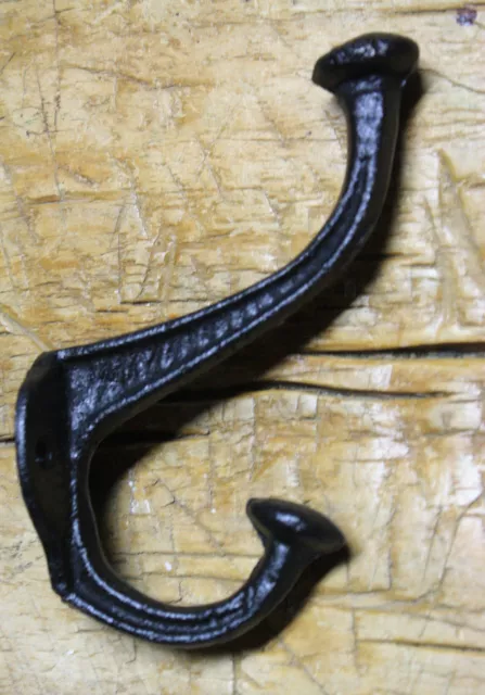 6 Cast Iron Black ART DECO Style Coat Hooks Hat Hook Rack Hall Tree Restoration
