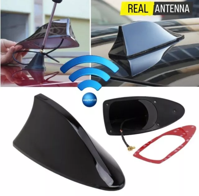 Antenna SHARK universale PINNA SQUALO tetto auto segnale radio tuning NERO AM/FM