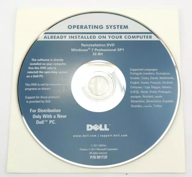 Dell Reinstallation/Recovery DVD Windows 7 Pro SP1 32-bit - Deutsch+Multilingual