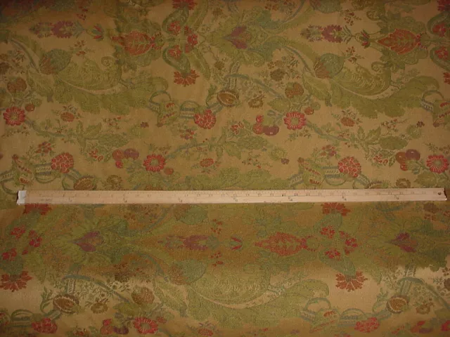 5-7/8Y Kravet 24178 Moss Brick Loden Gold Floral Brocade Upholstery Fabric