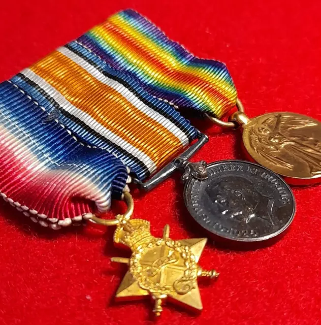 British Miniature Medal Group WW1 Trio, 14/15 Star, War Medal & Victory Medal