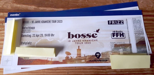 Bosse Frankfurt Batschkapp 1 Ticket 2 Tickets 22.04.2023 10 Jahre Kraniche Tour