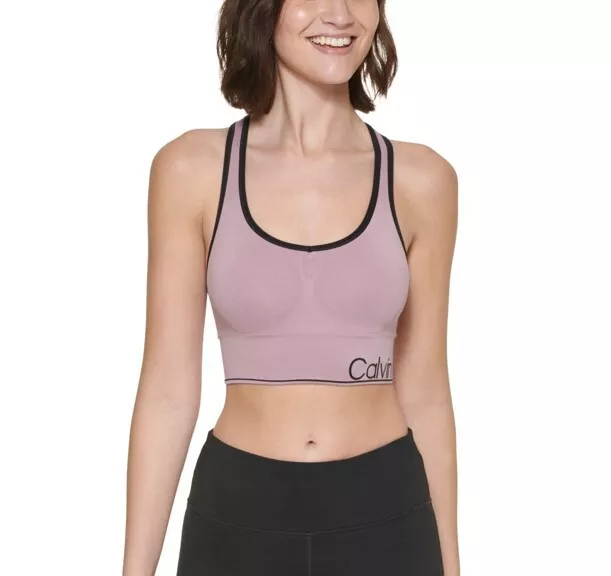 Calvin Klein Performance Women's Medium Impact Racerback Purple Sports Bra - XL